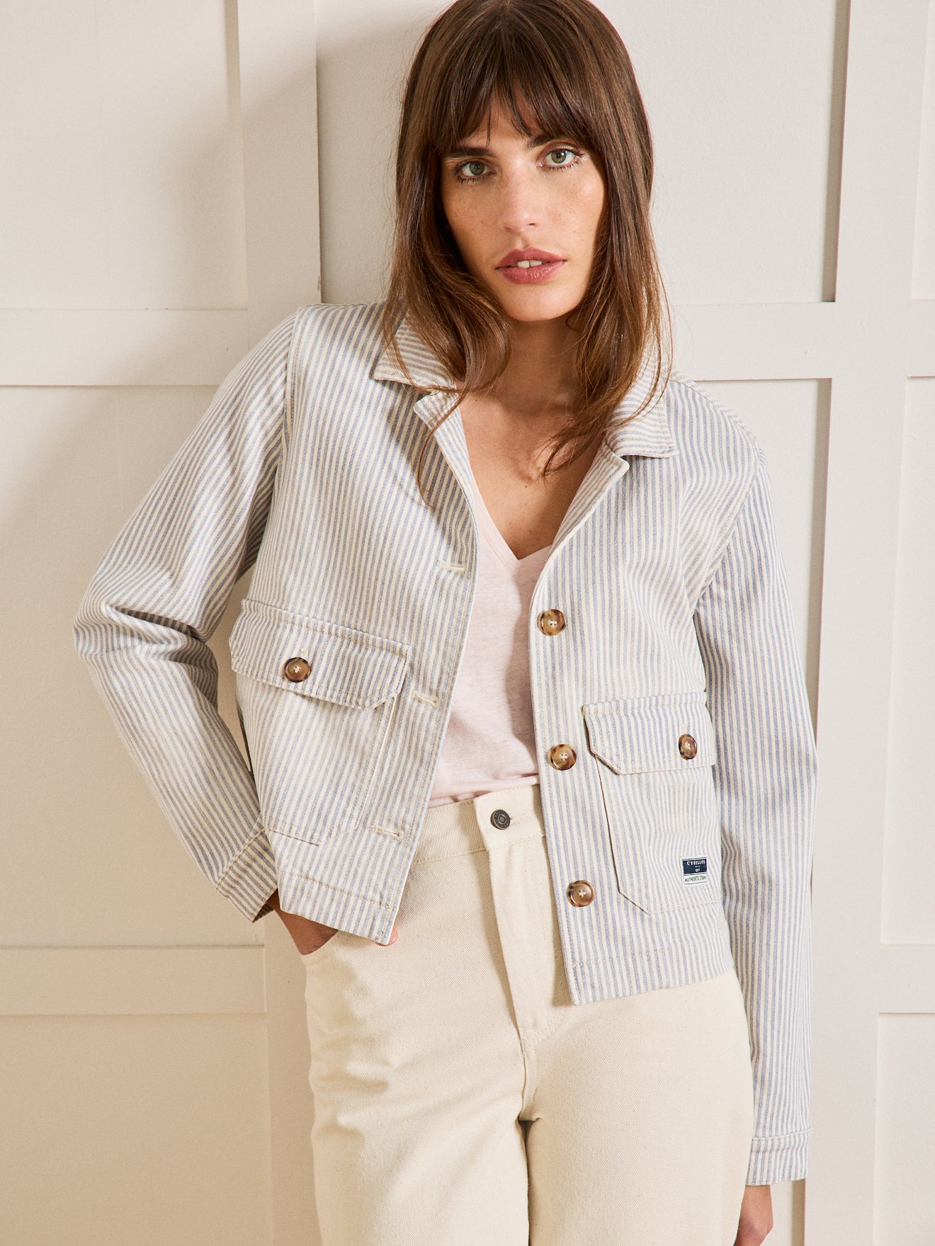 Veste courte rayée femme coton stretch Cyrillus BE