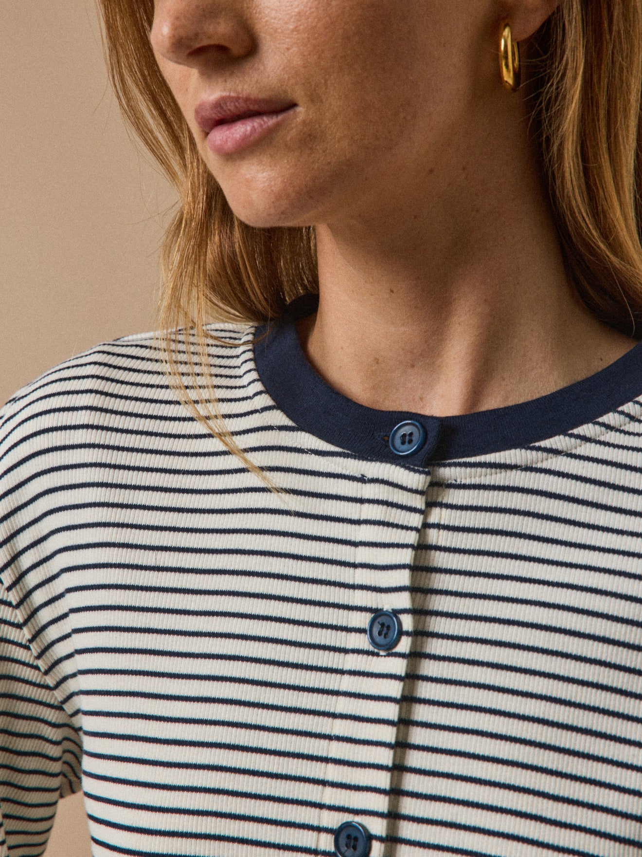 Gilet cardigan rayé femme coton biologique