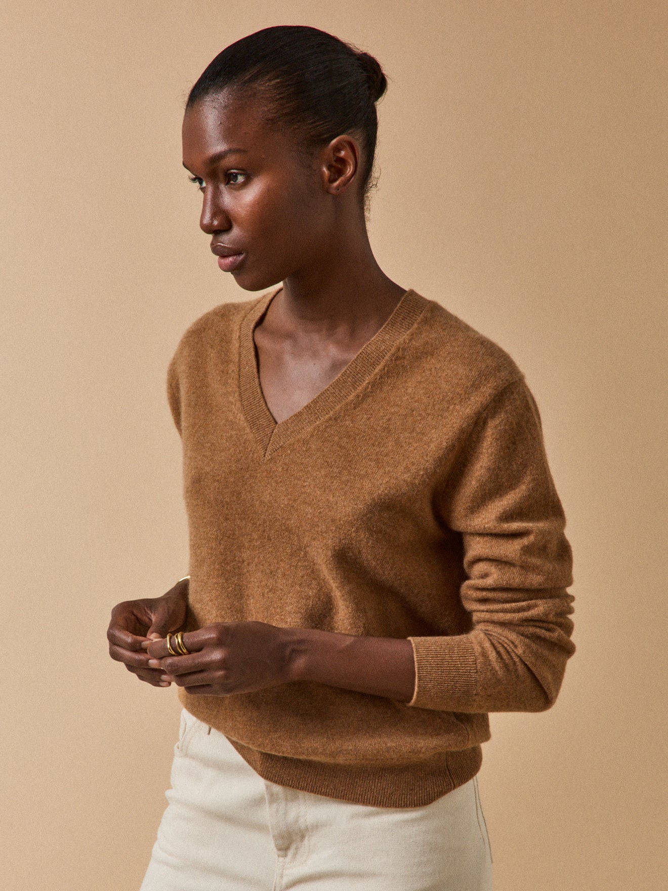 pull cachemire col v femme