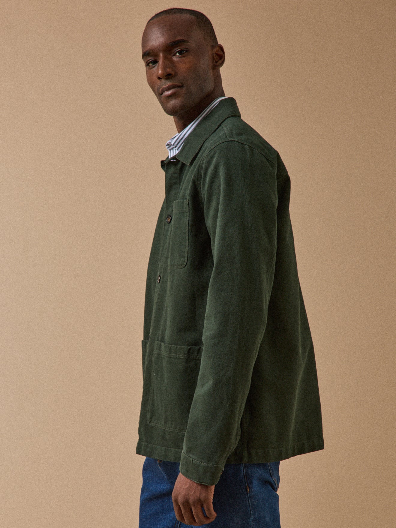Worker style herenblazer - twill van gerecycleerd katoen