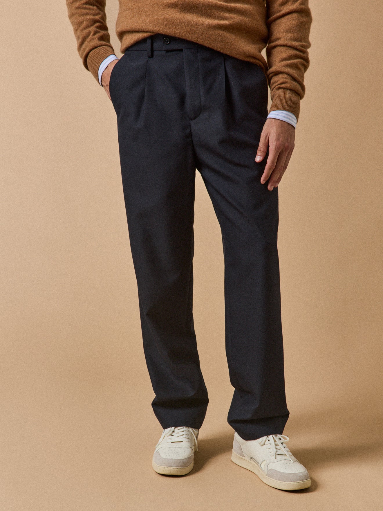 Pantalon à pinces lainage uni homme