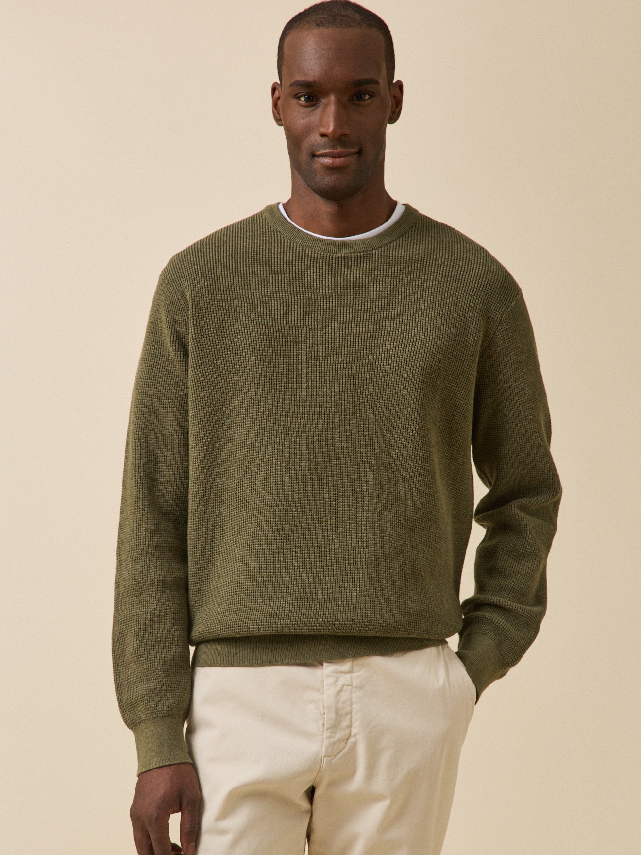 Pull maille gaufrée homme