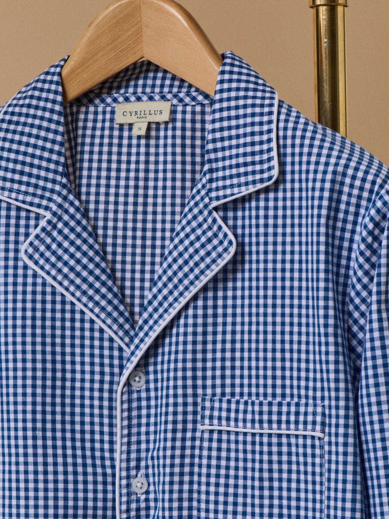 Pyjama col cranté vichy femme