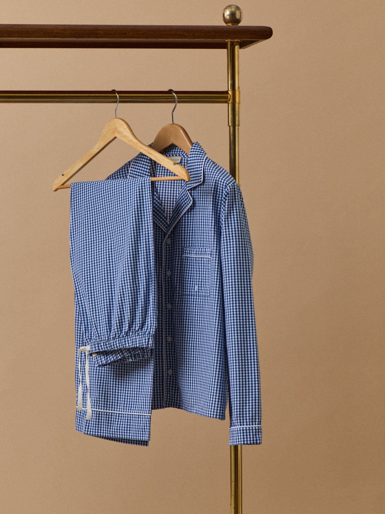 Pyjama col cranté vichy femme