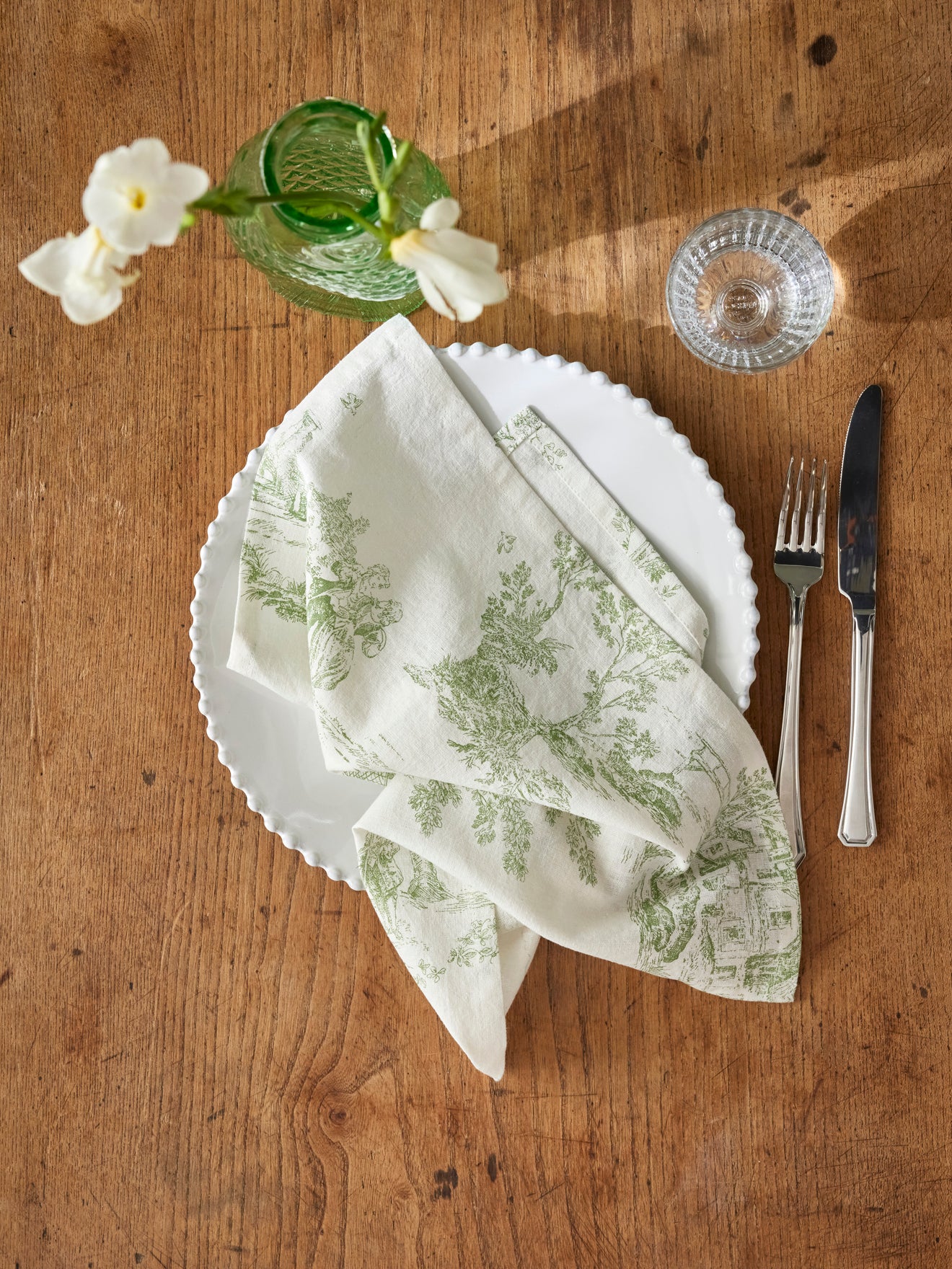 Serviette de table esprit jouy en coton tramé par lot de 4