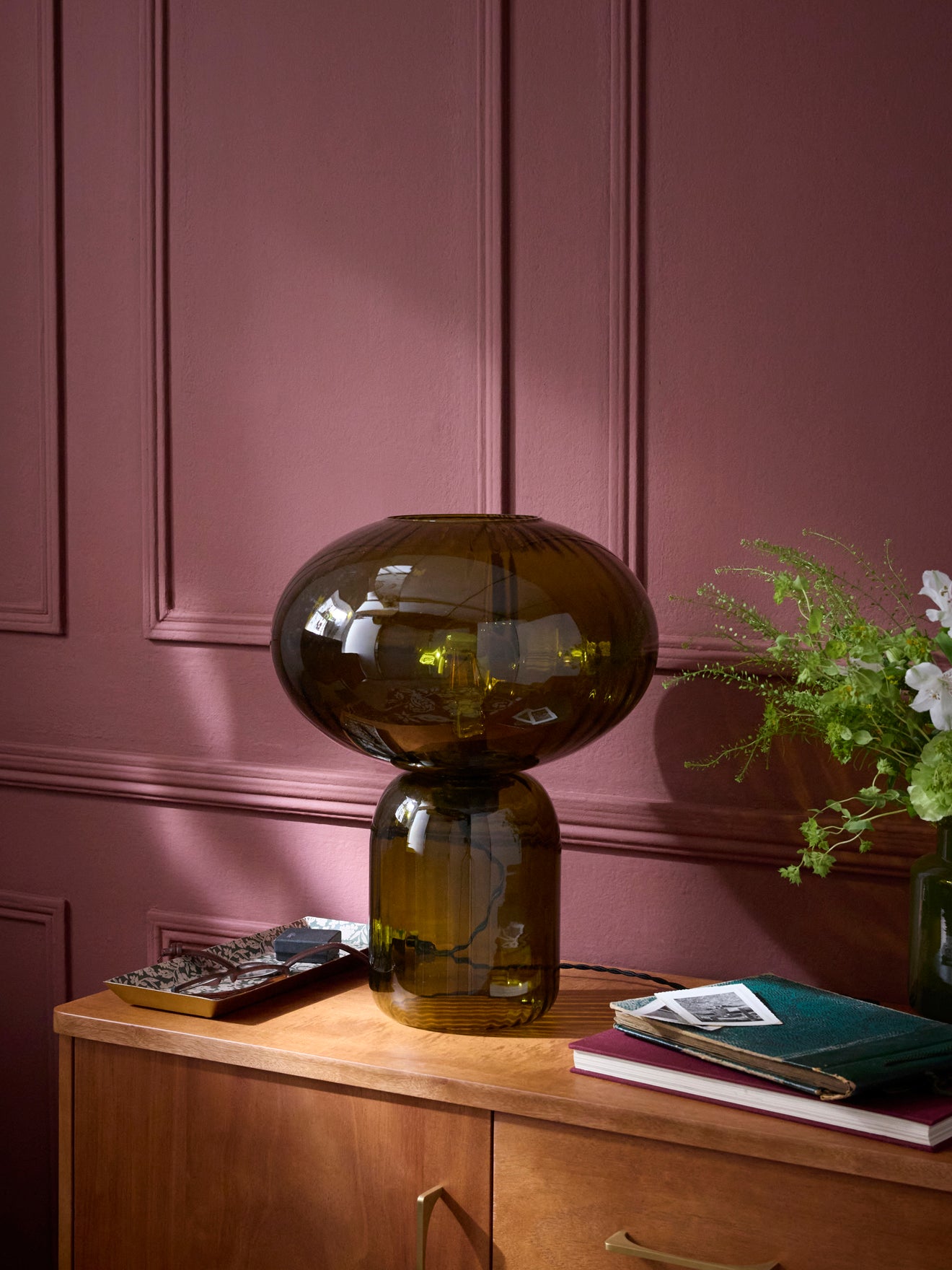 Extragrote lamp in geciseleerd glas "Martin"