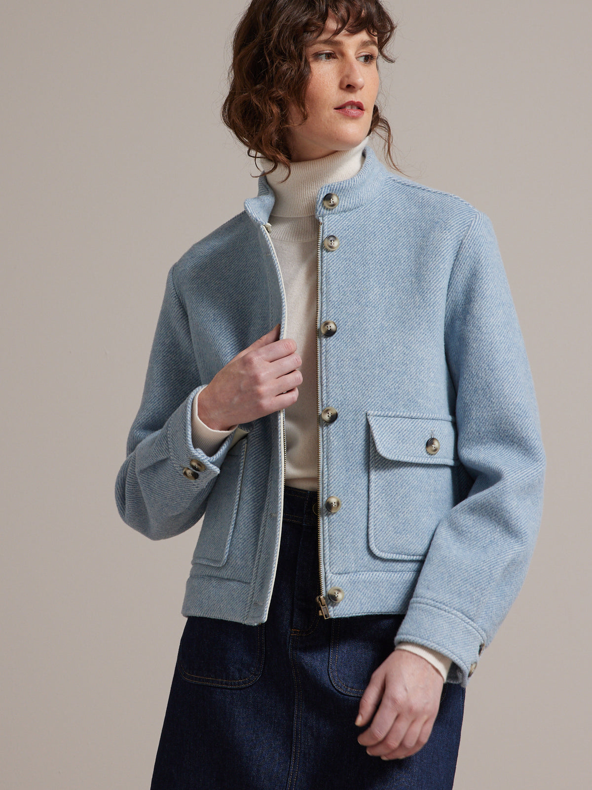 Veste blouson lainage double face femme