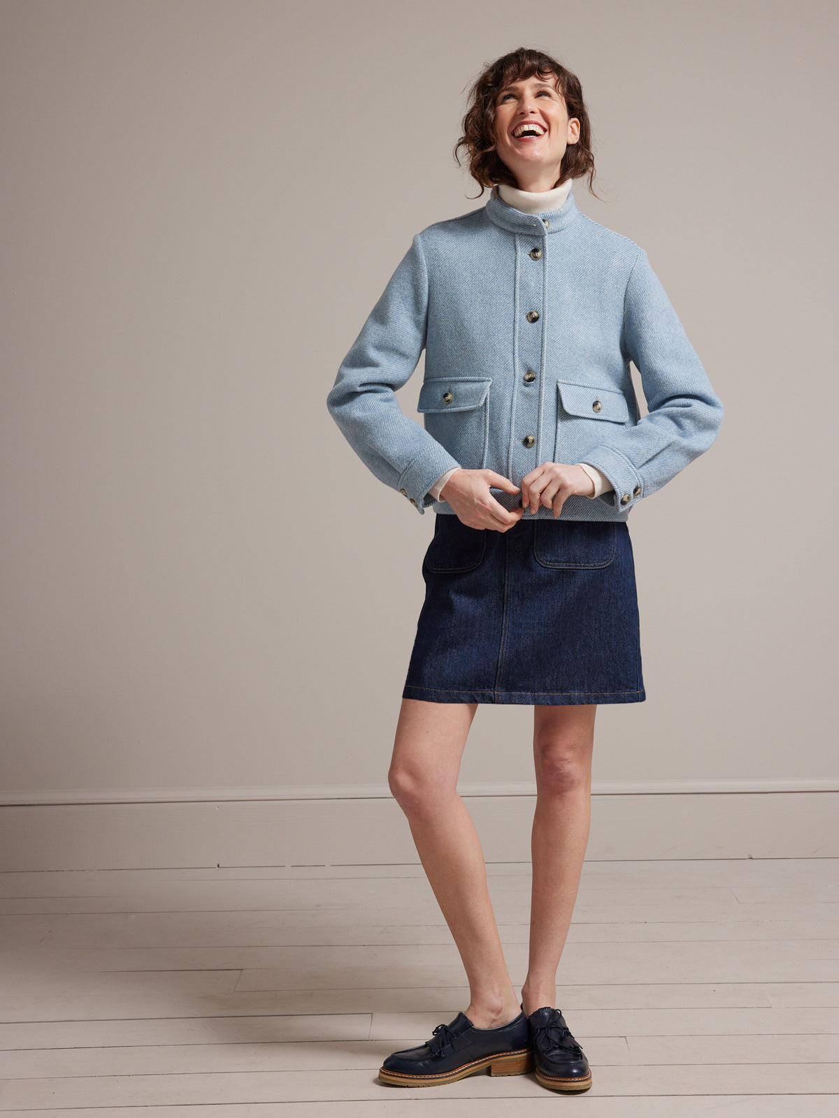 Veste blouson lainage double face femme