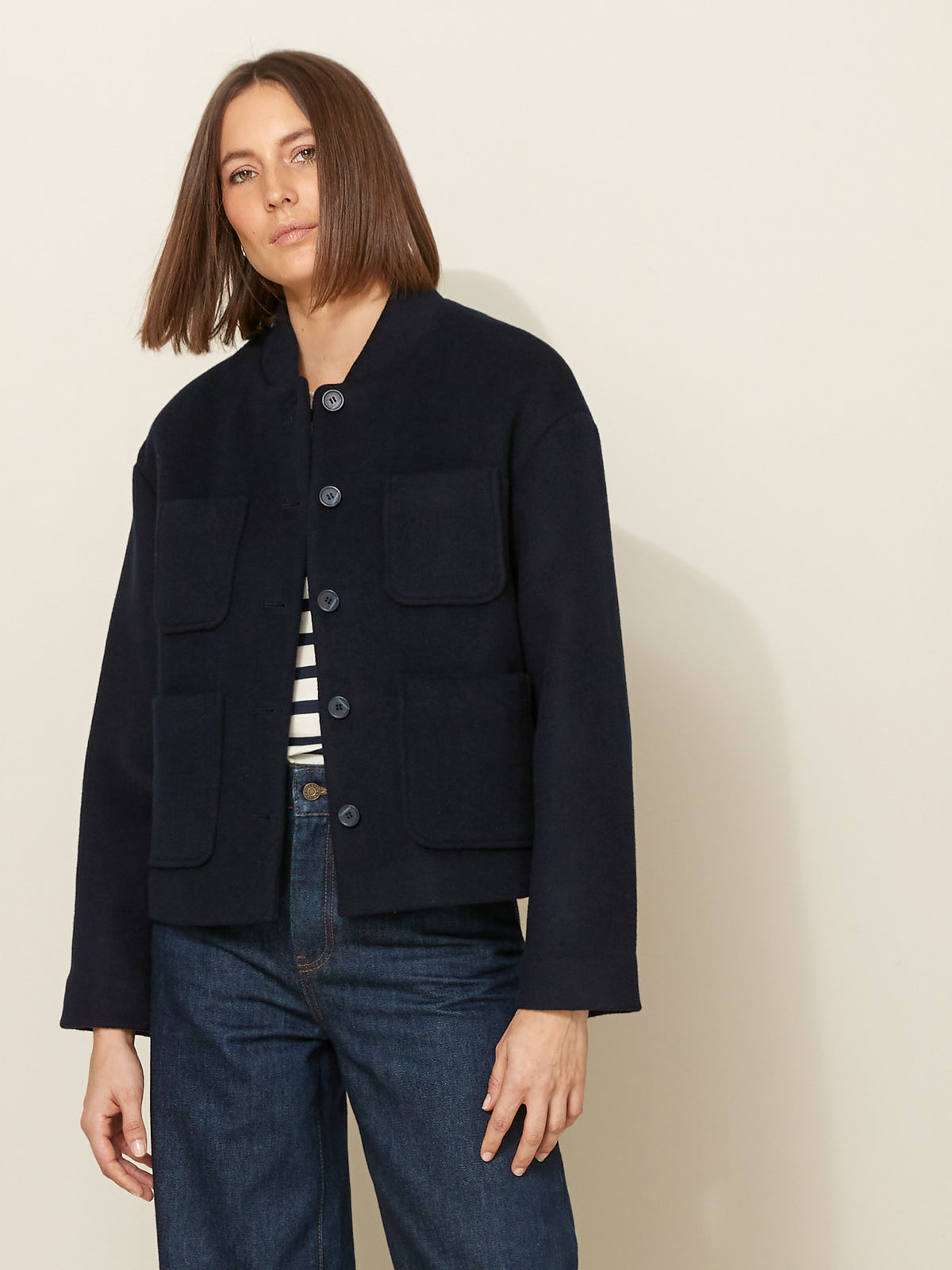 Damesblouson in dubbellaagse wolmix