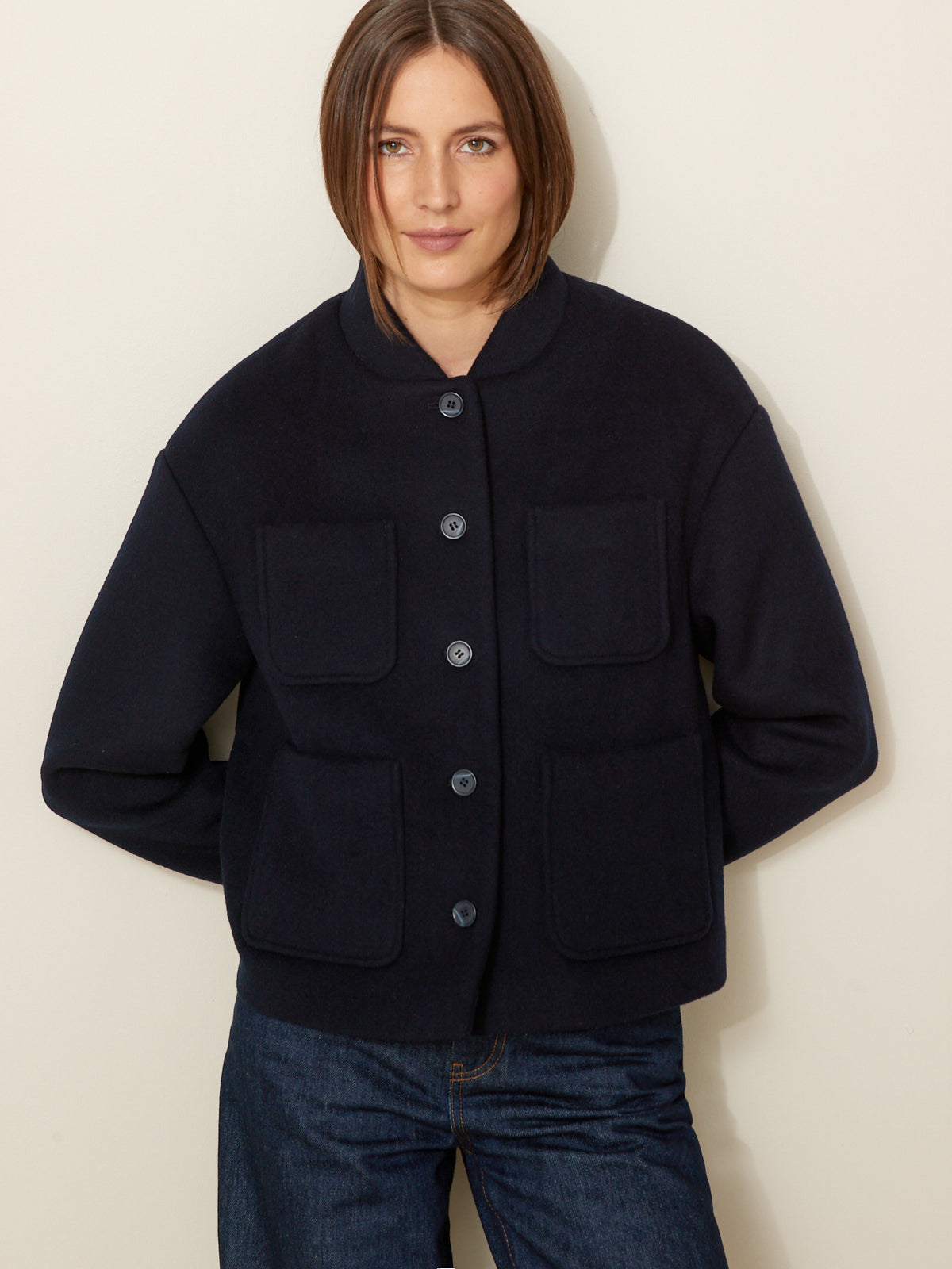 Damesblouson in dubbellaagse wolmix