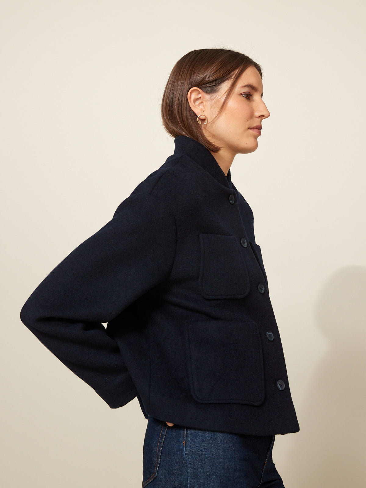 Damesblouson in dubbellaagse wolmix