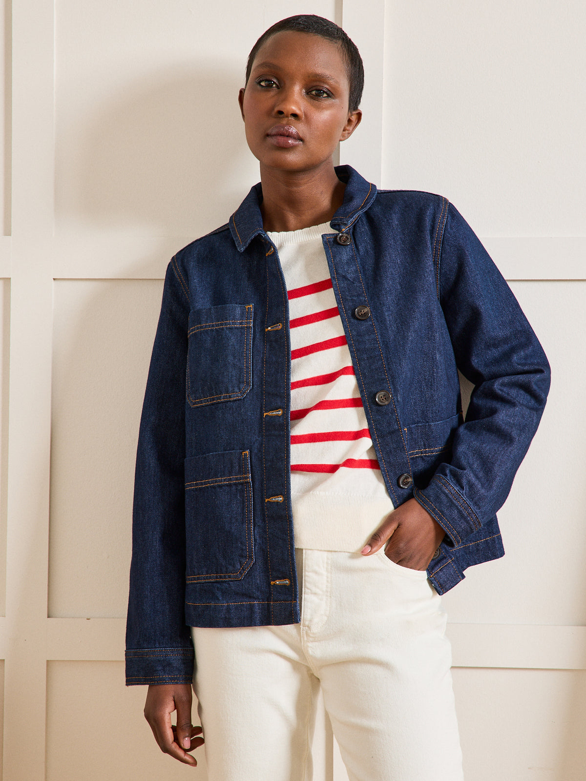 Veste worker jean femme coton biologique