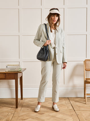 Veste blazer seersucker rayé femme