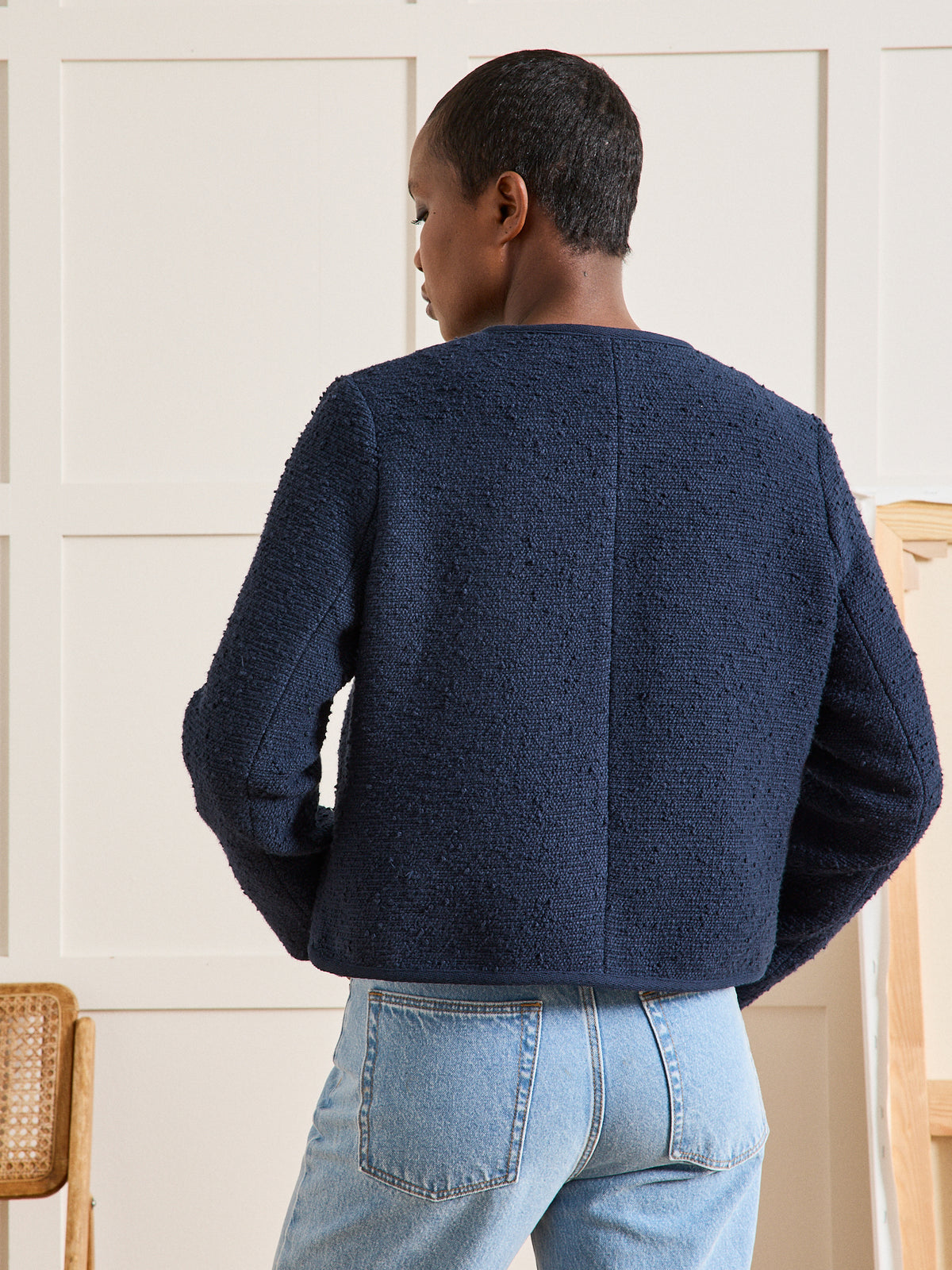 Tweed damesjasje zonder kraag