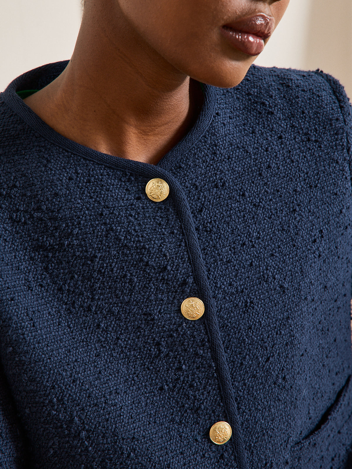 Tweed damesjasje zonder kraag