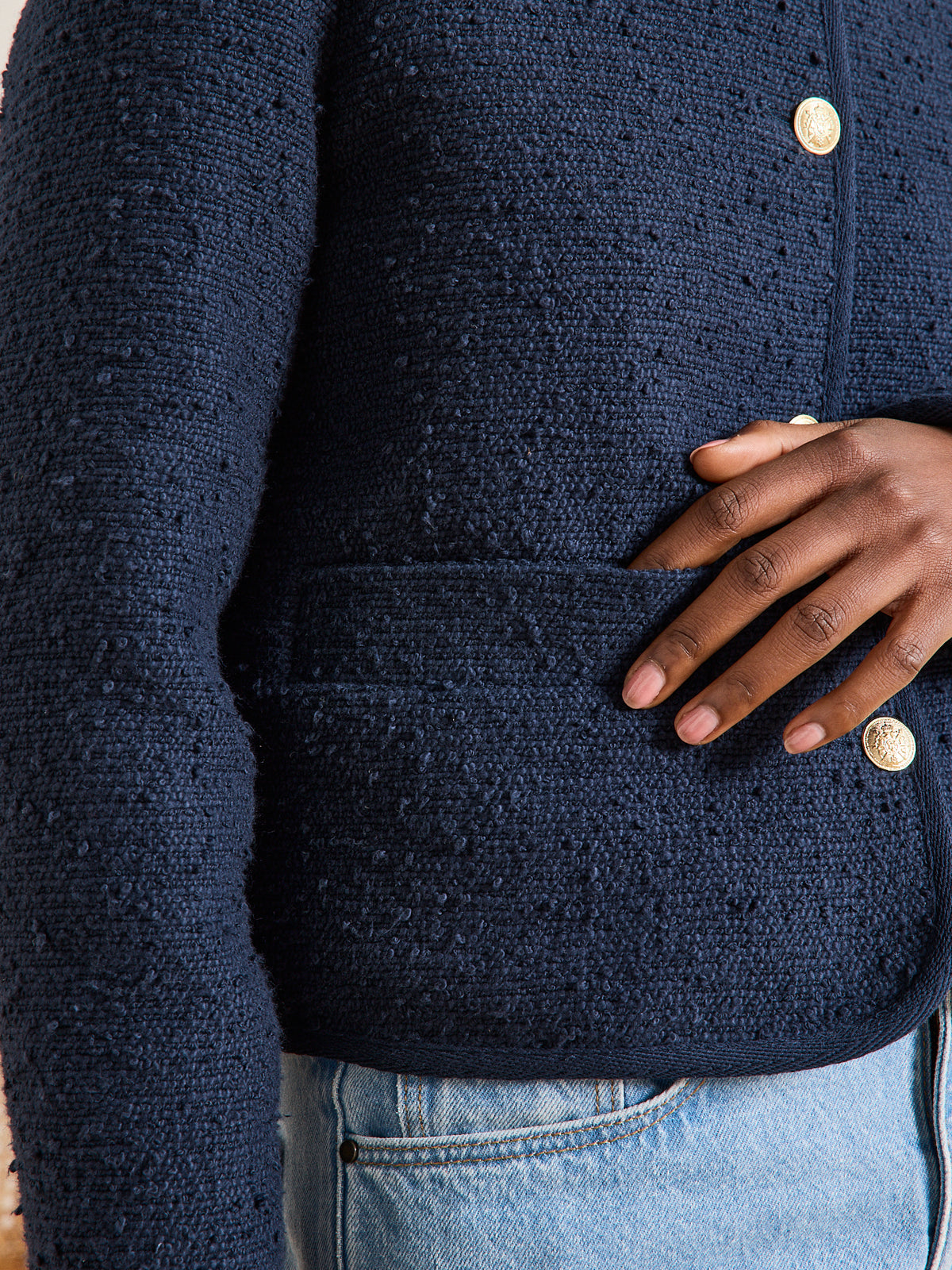 Tweed damesjasje zonder kraag