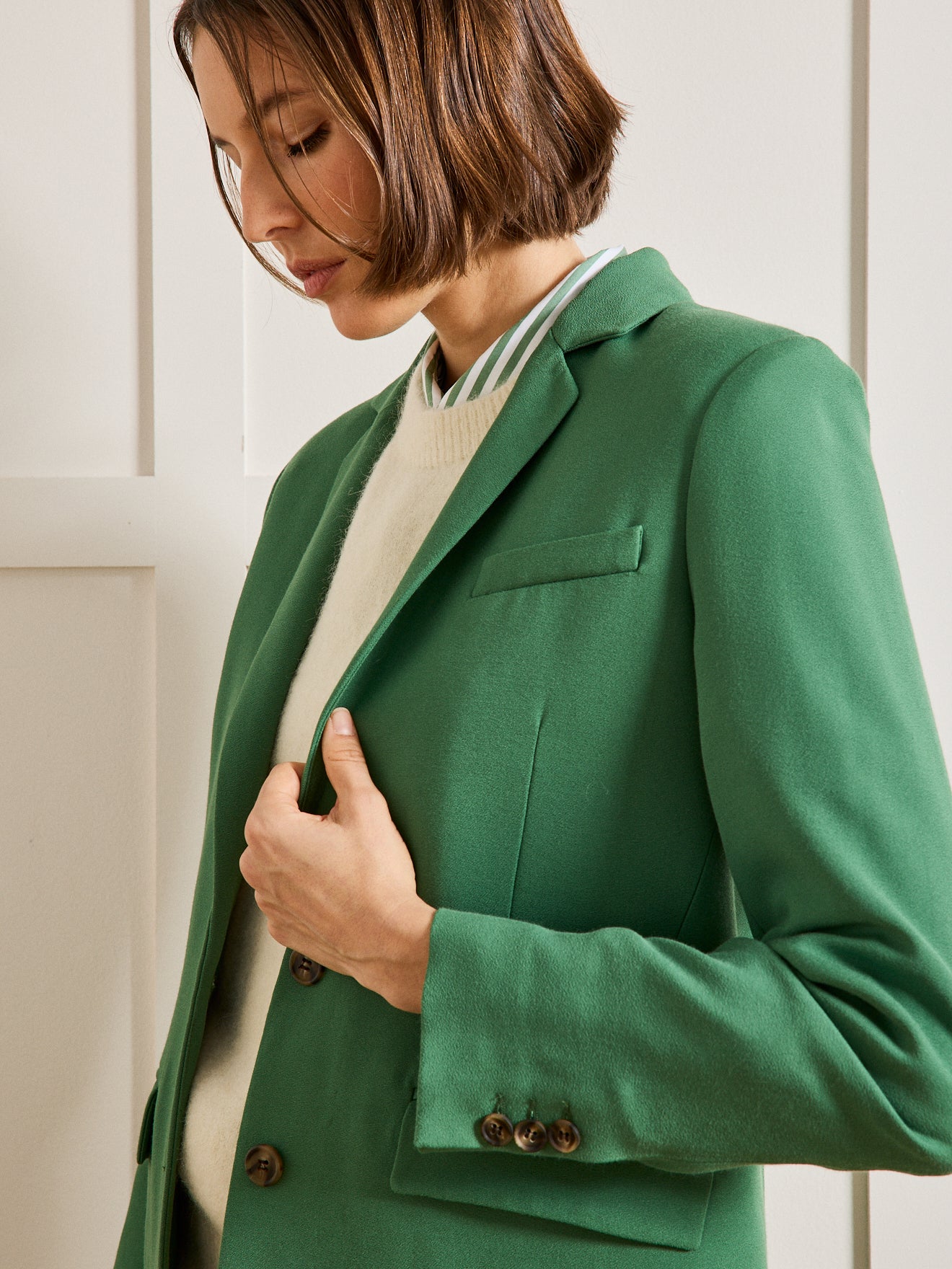 Veste tailleur tissu crêpe femme
