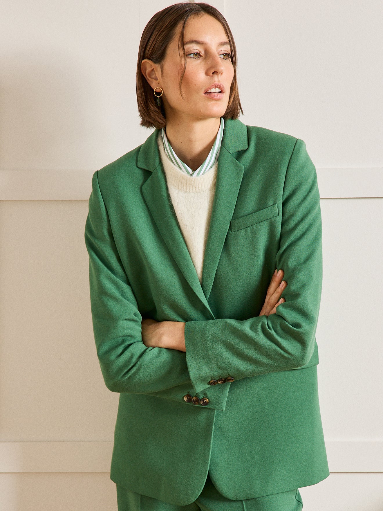 Veste tailleur tissu crêpe femme