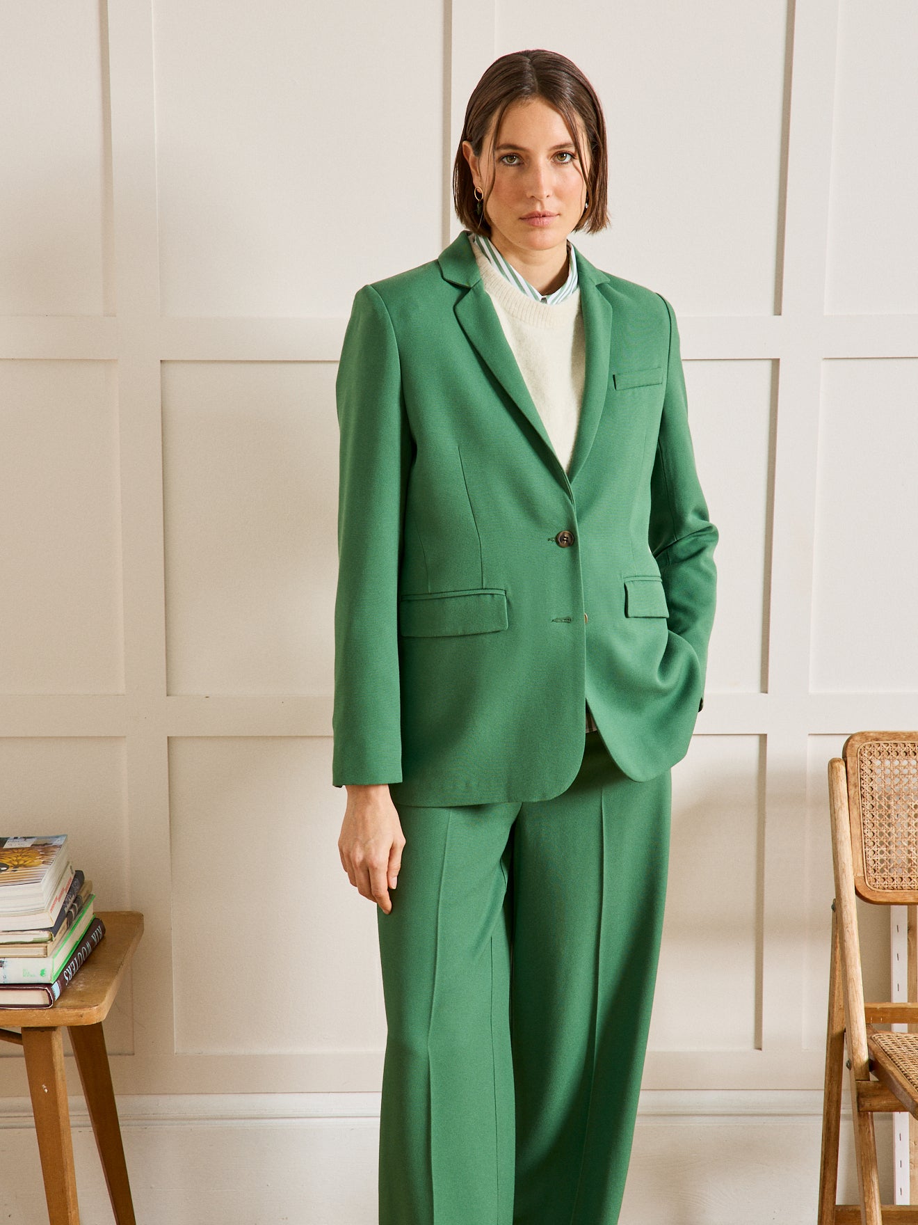 Veste tailleur tissu crêpe femme