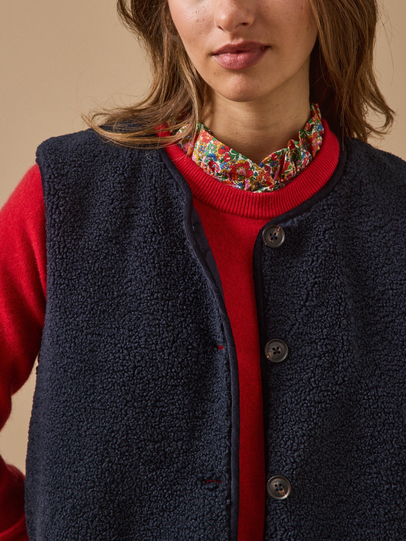 Veste sans manches en sherpa femme