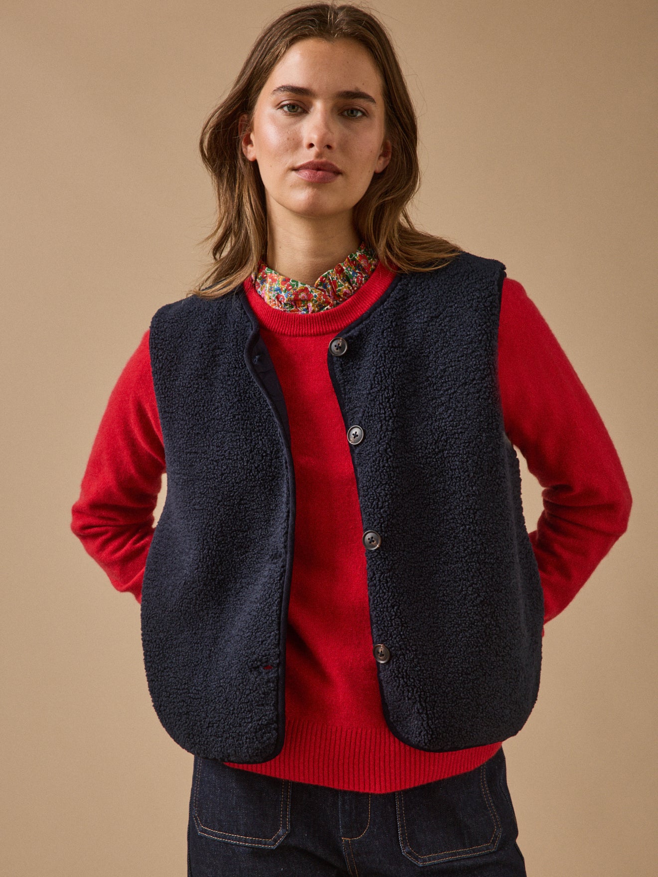 Veste sans manches en sherpa femme