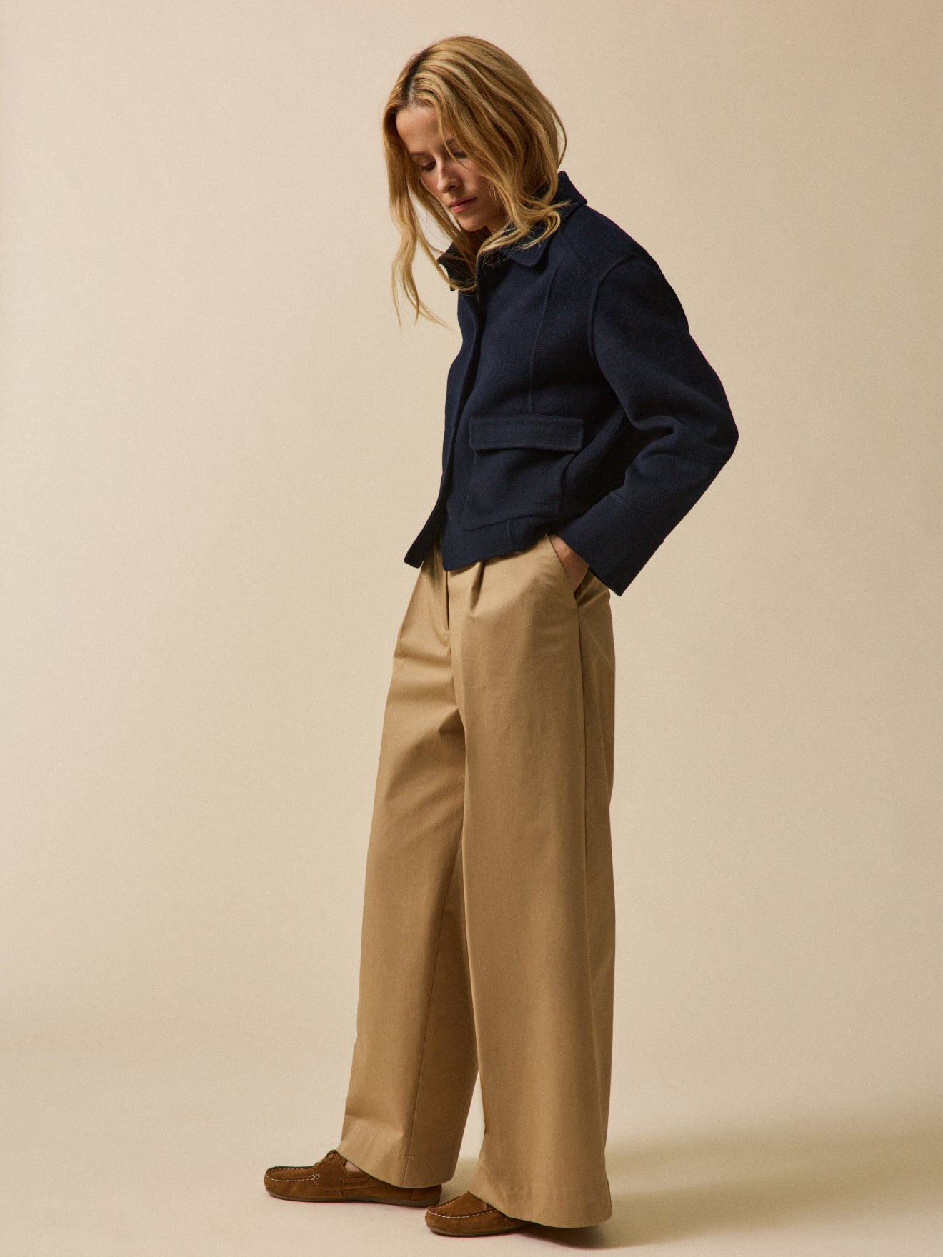 Veste boutonnée lainage double face femme