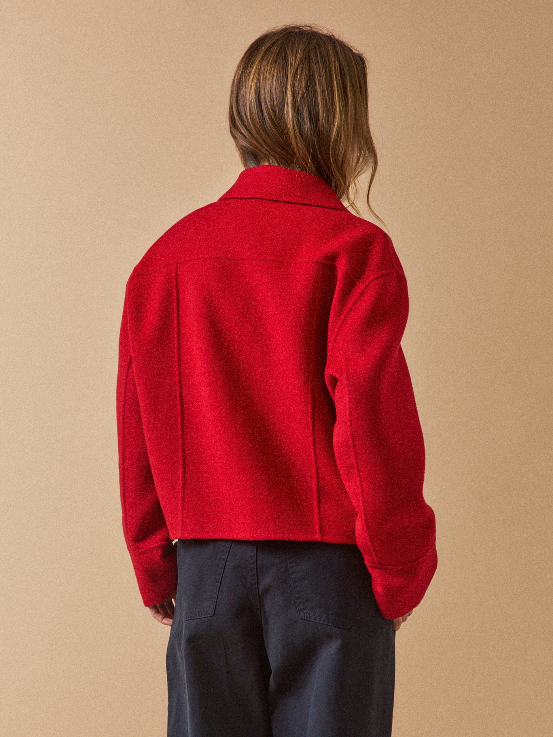 Veste boutonnée lainage double face femme