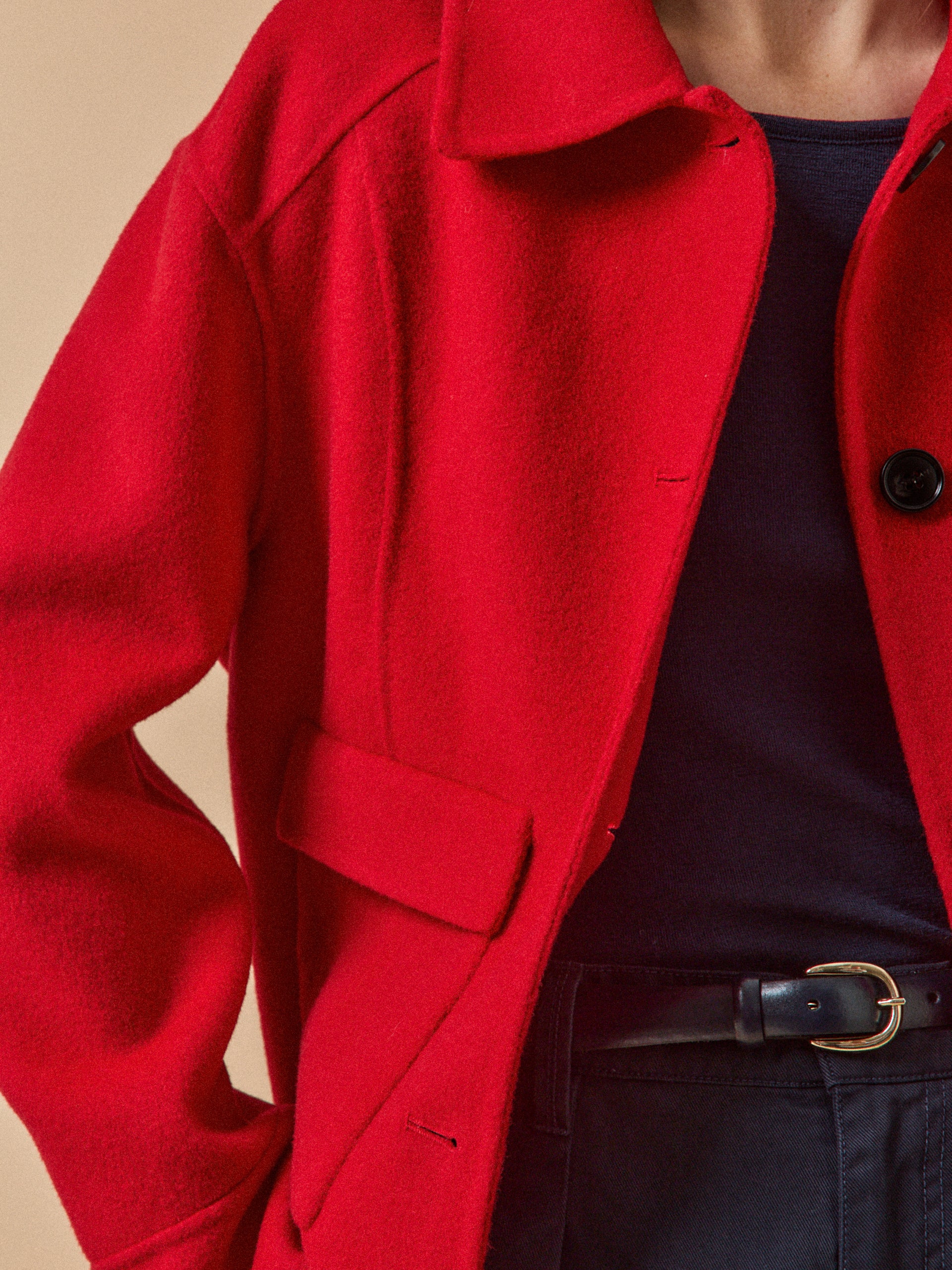 Veste boutonnée lainage double face femme