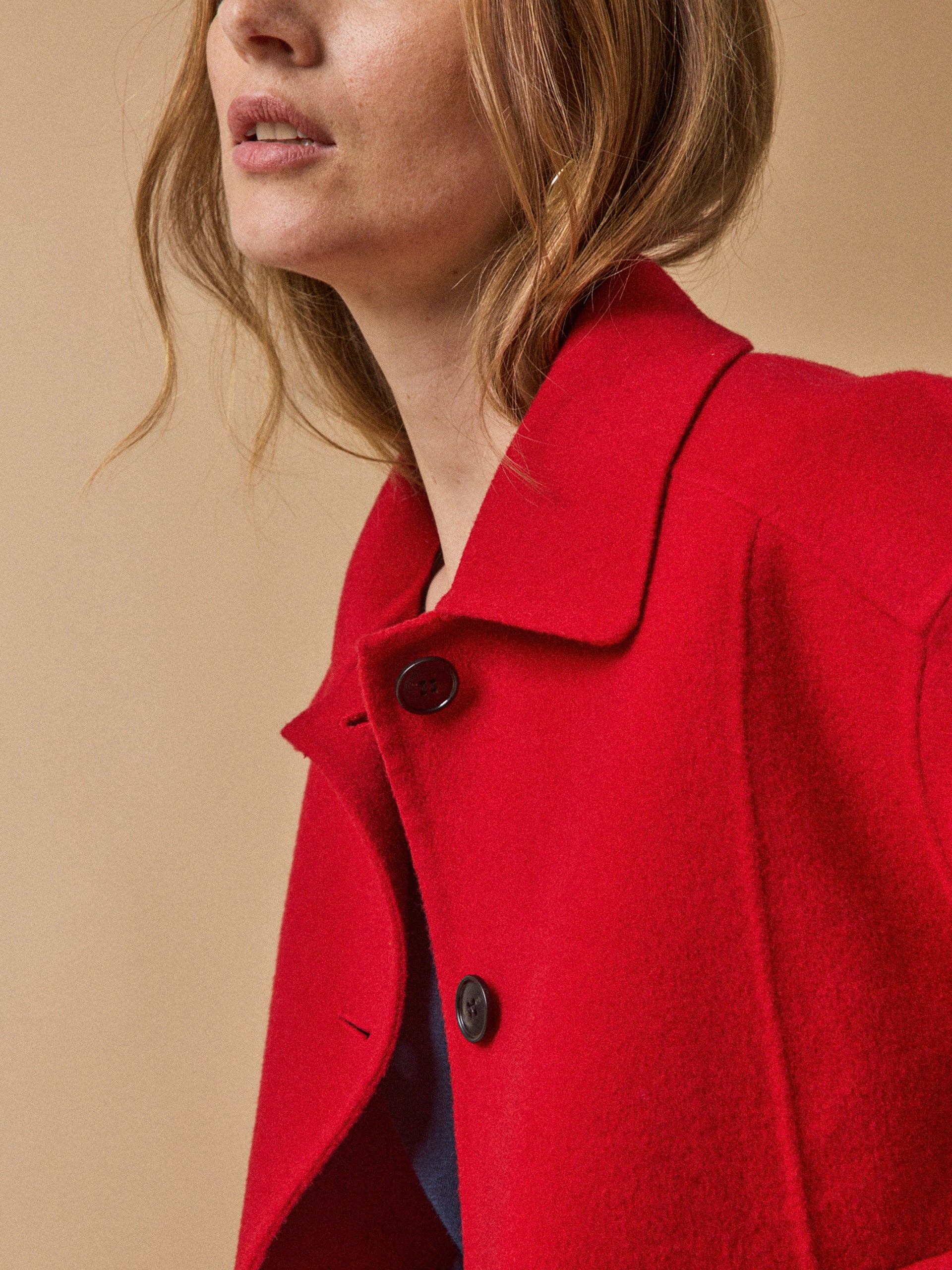 Veste boutonnée lainage double face femme