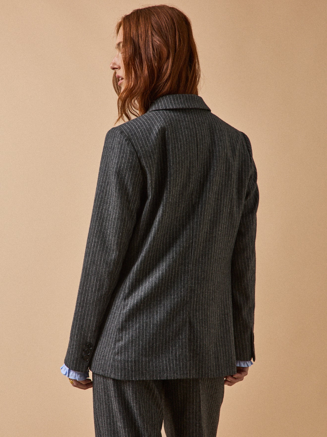 Veste tailleur lainage rayé femme