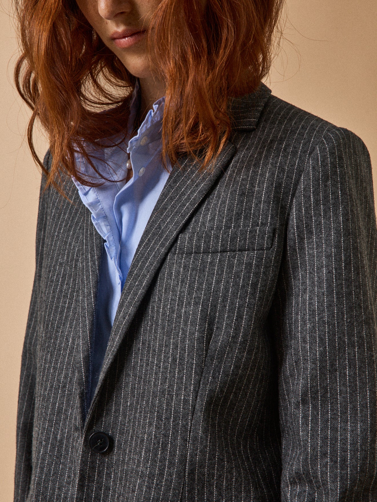 Veste tailleur lainage rayé femme