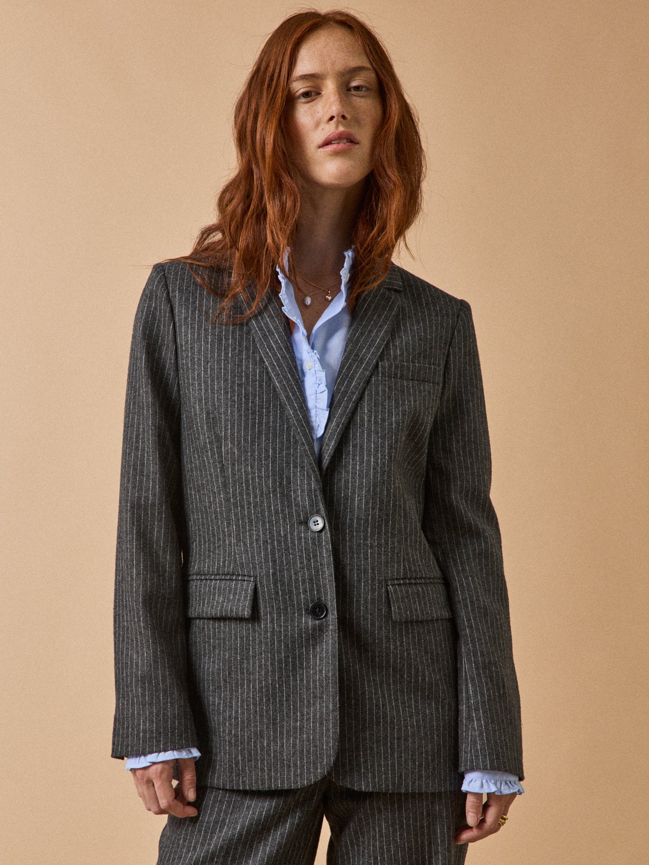 Veste tailleur lainage rayé femme