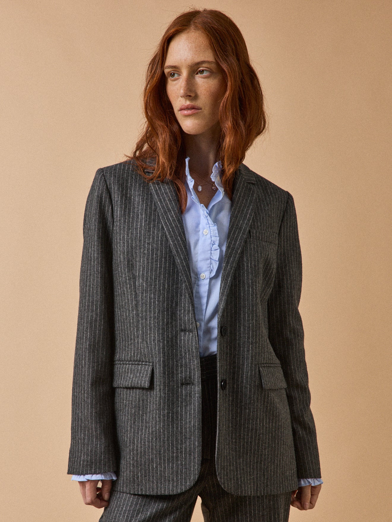 Veste tailleur lainage rayé femme