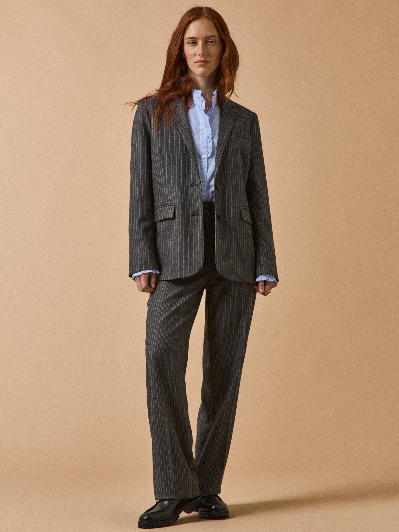 Veste tailleur lainage rayé femme