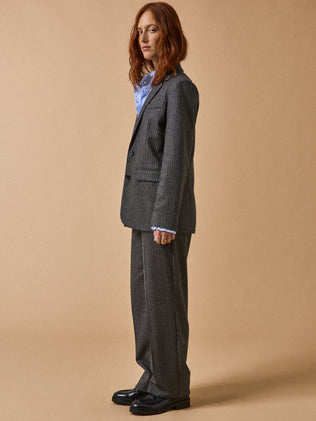 Damesblazer in gestreepte wolmix