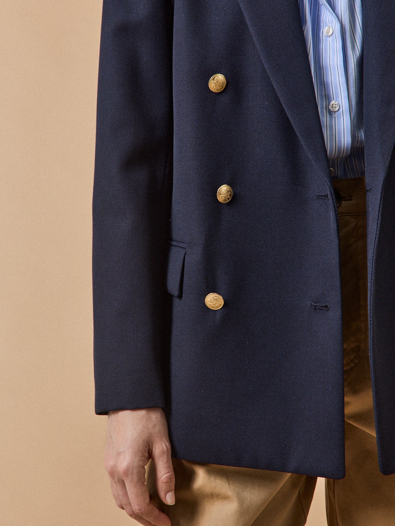 Veste blazer twill uni femme boutons dorés