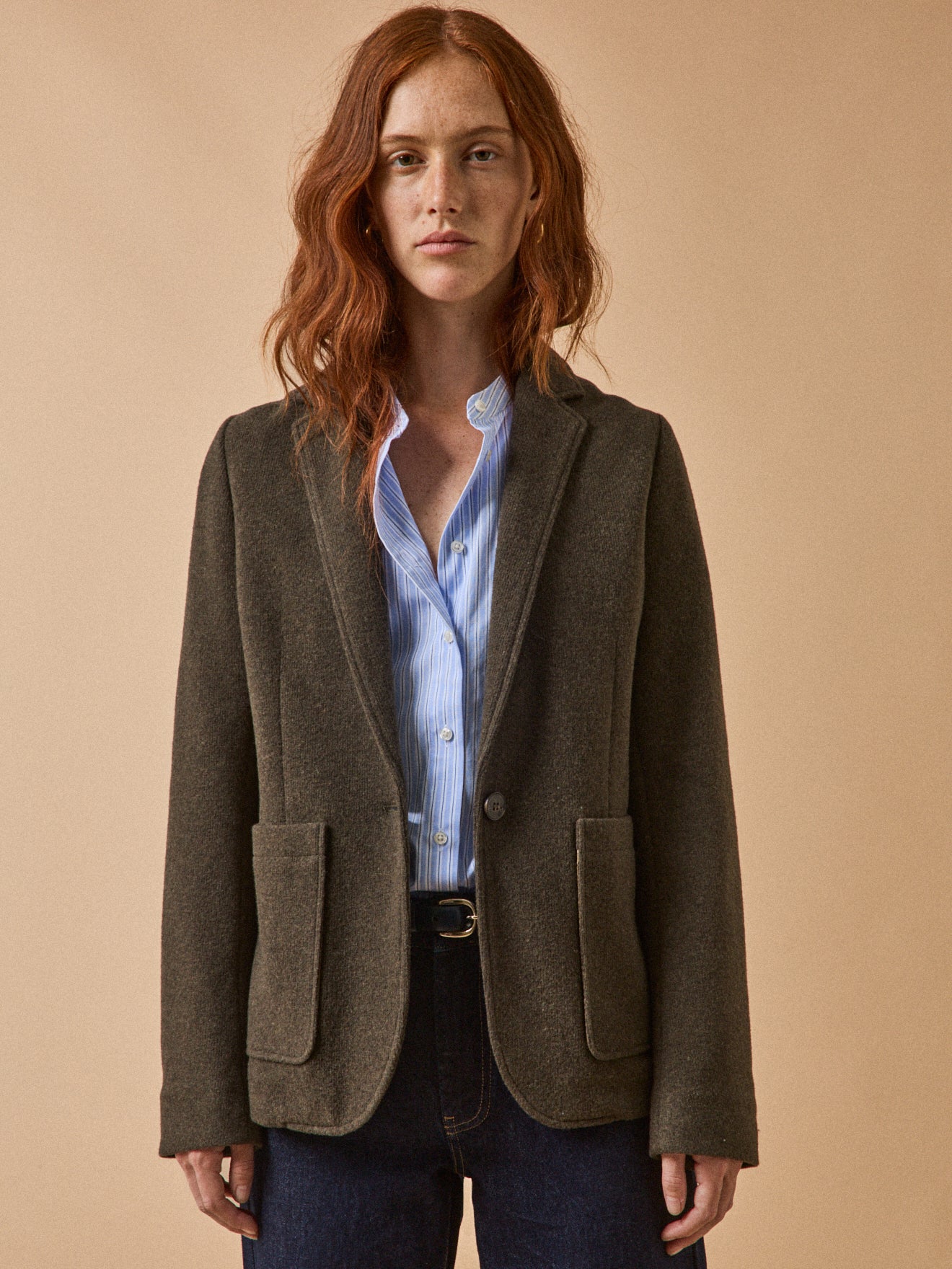 Veste tailleur maille souple unie femme