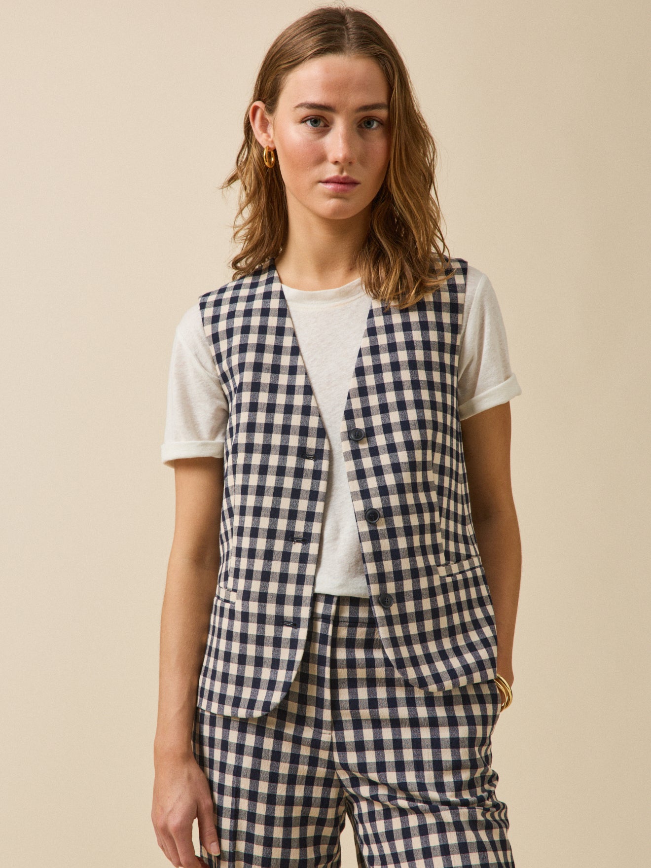 Damesgilet met vichyruitjes