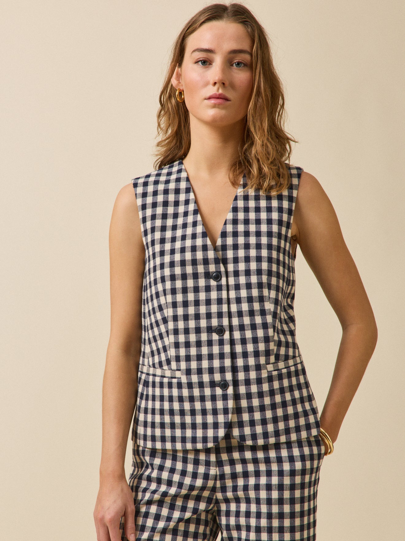 Damesgilet met vichyruitjes