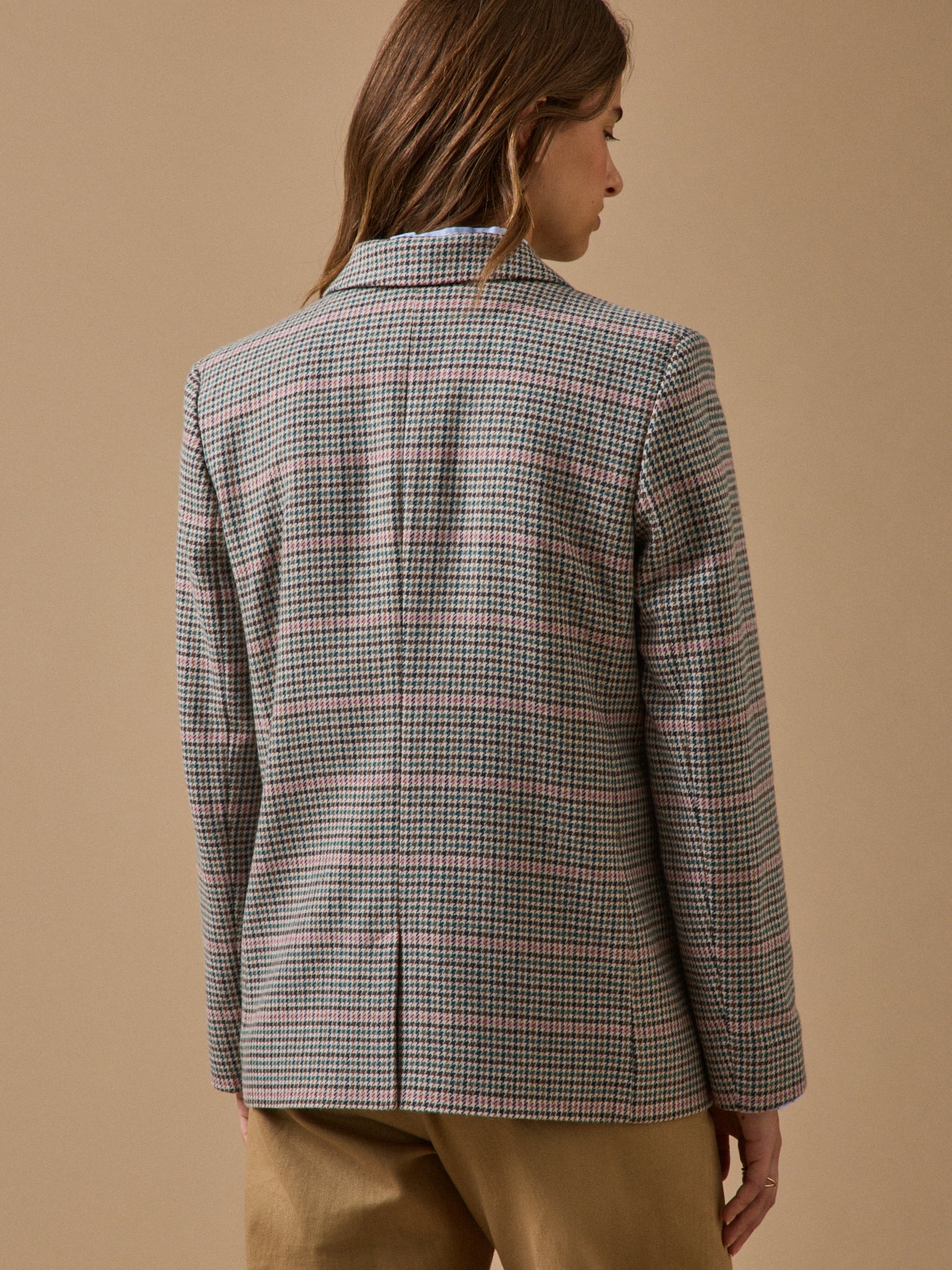 Damesblazer met pied-de-poule - wolmix