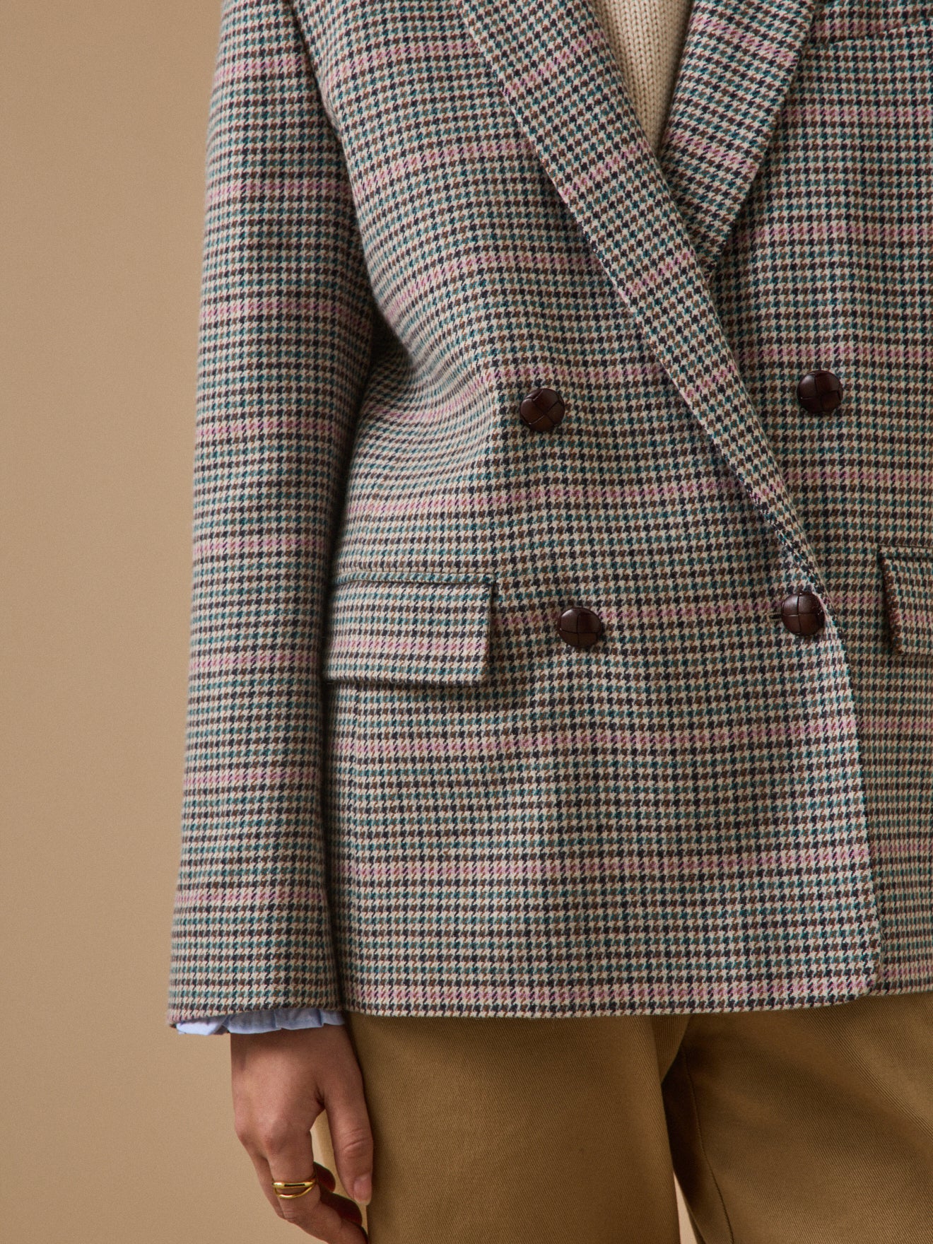 Damesblazer met pied-de-poule - wolmix
