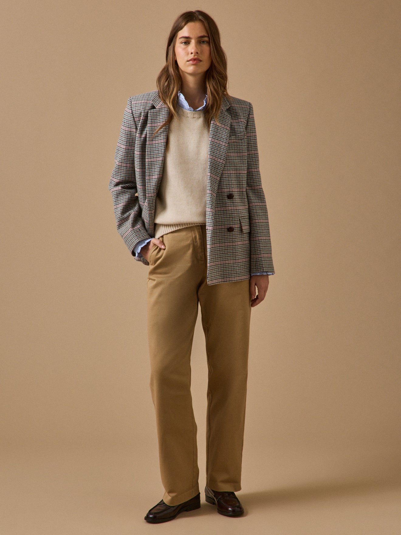 Damesblazer met pied-de-poule - wolmix