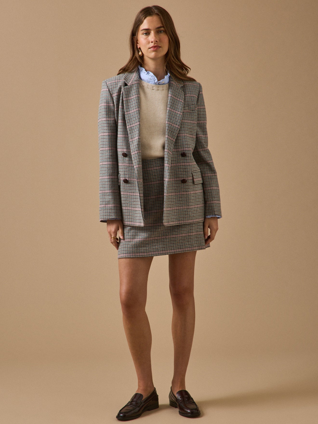 Damesblazer met pied-de-poule - wolmix