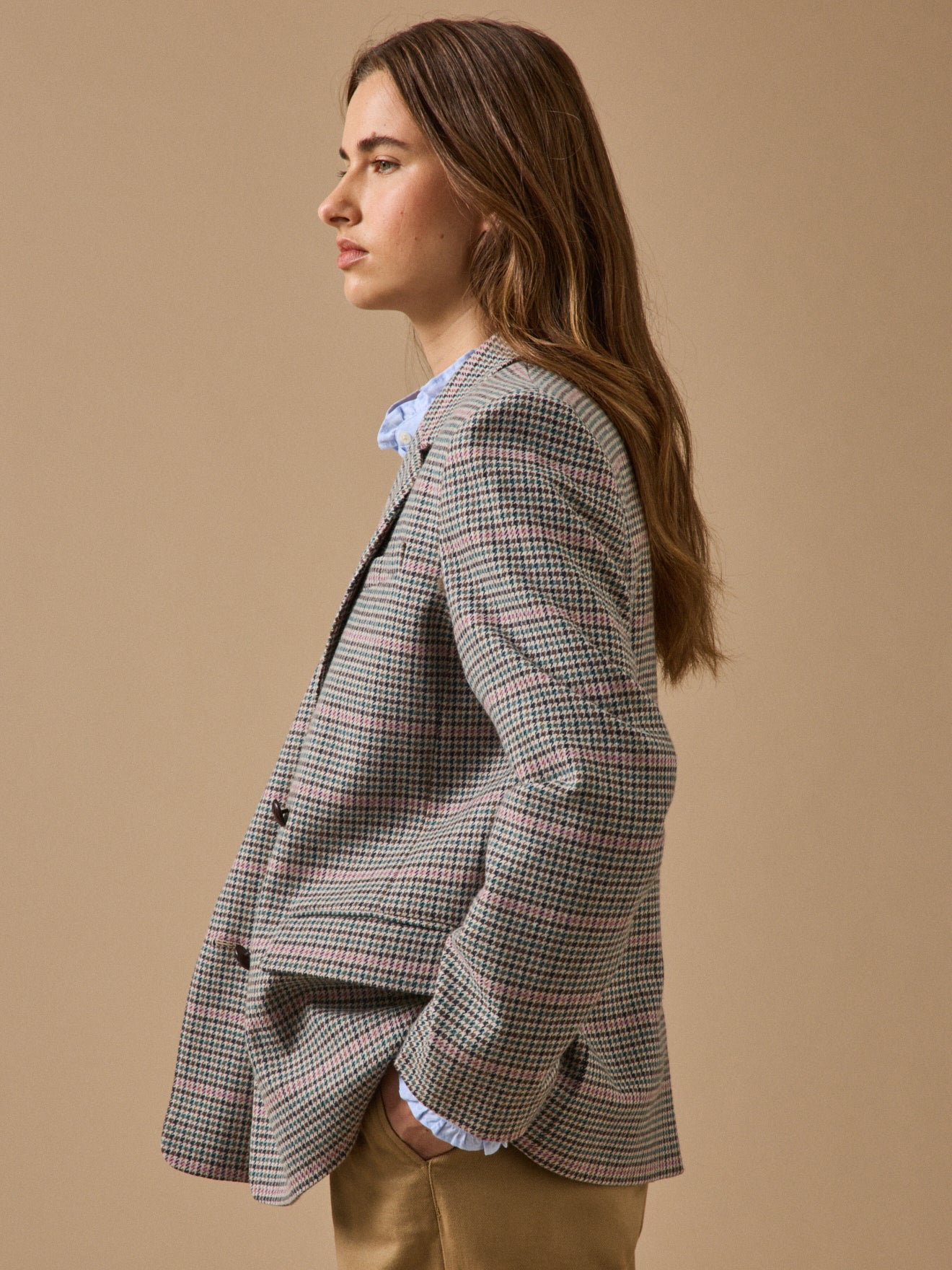 Damesblazer met pied-de-poule - wolmix