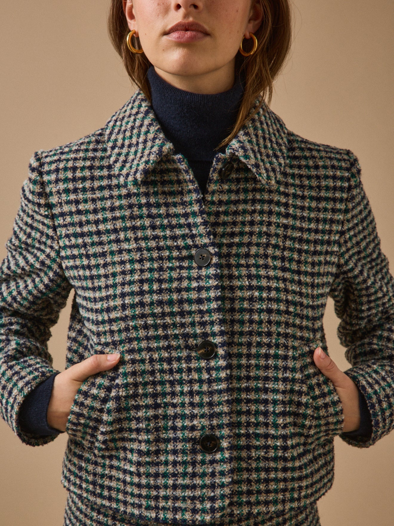 Geruit damesjasje in tweed
