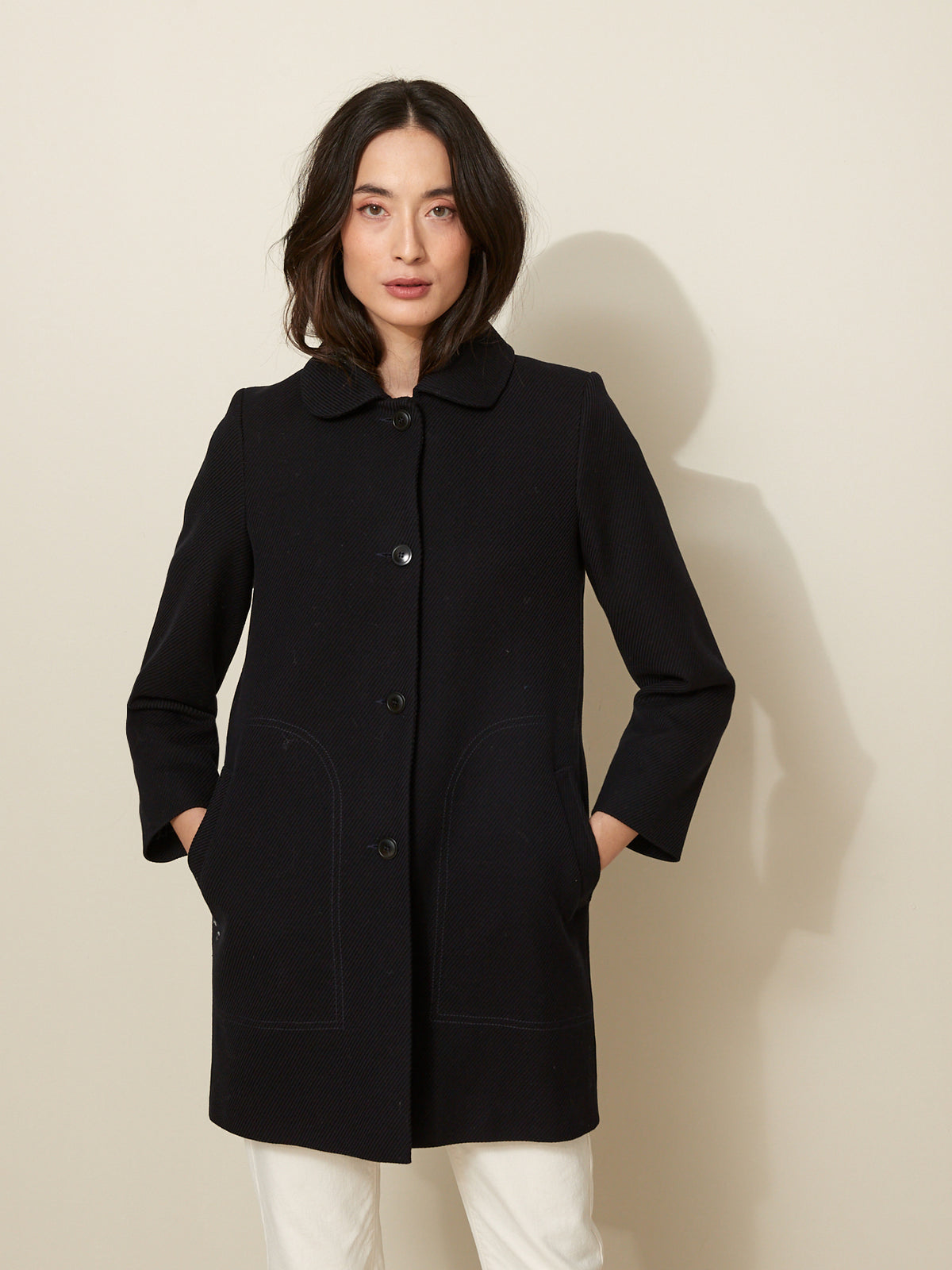 Manteau Car Coat piqué de coton femme