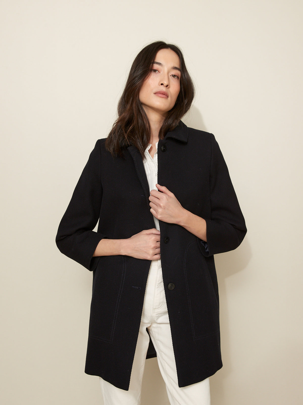 Manteau Car Coat piqué de coton femme