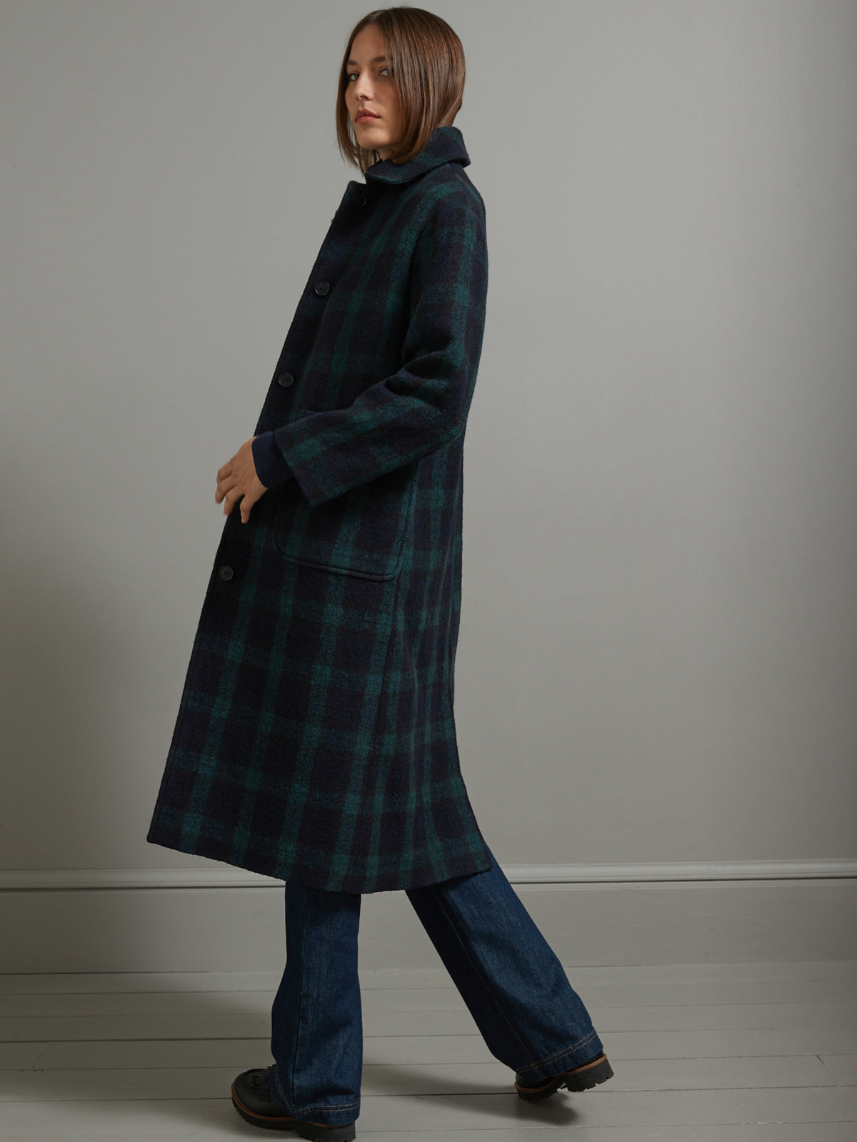 Manteau écossais pure laine femme