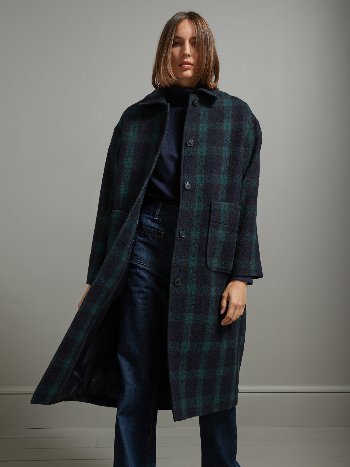 Manteau écossais pure laine femme
