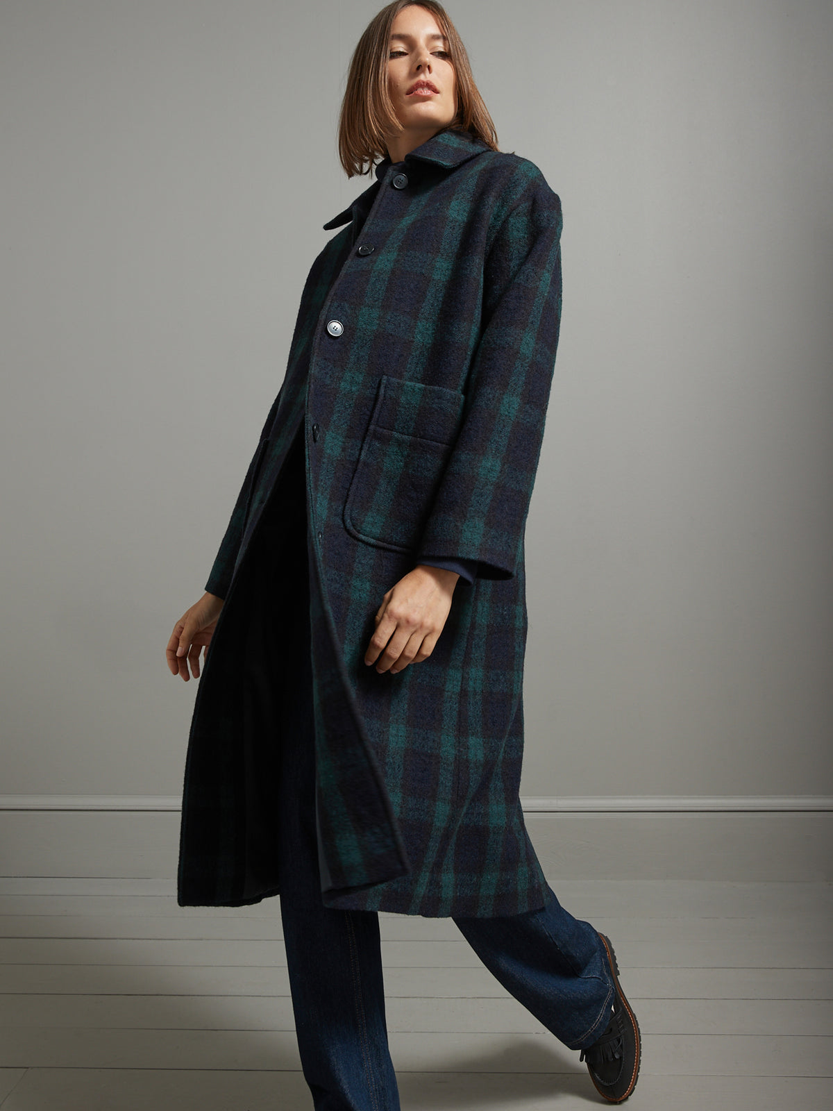 Manteau écossais pure laine femme